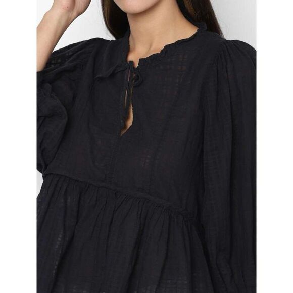 ✨AMERICAN EAGLE WOMEN BLACK LONG-SLEEVE PEASANT SZ MEDIUM BLOUSE✨ - Picture 5 of 10